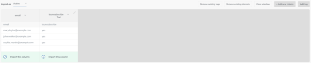 Select contact column names step