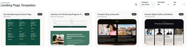 Landing page templates filtered by the Non Profit category