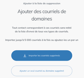 Écran Ajouter à la liste de suppression avec les deux méthodes d'ajout