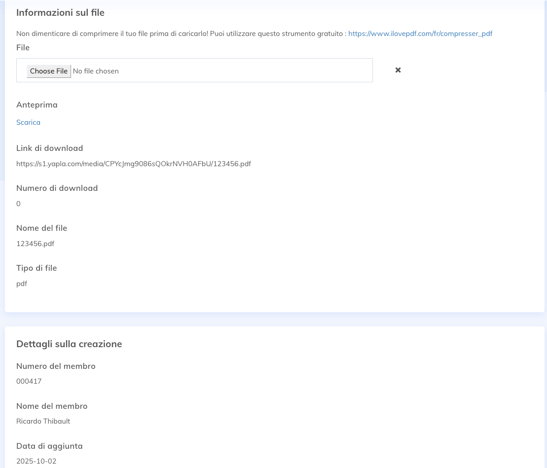 Informazioni sul file di un media