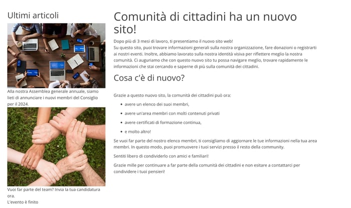 Modalità Elenco articoli a sinistra