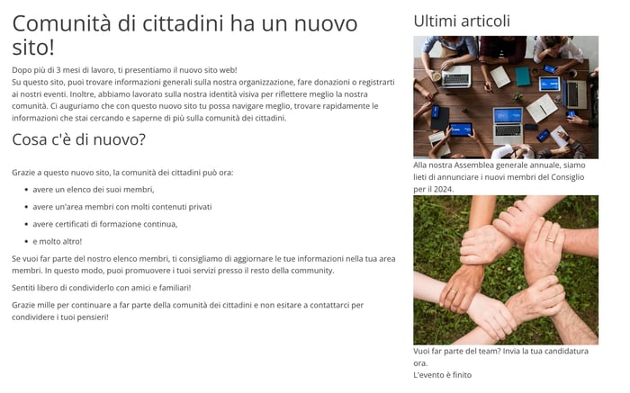 Modalità Elenco articoli a destra