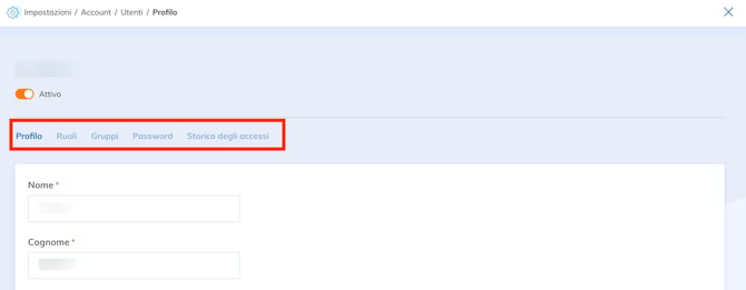 Modifica di un account utente