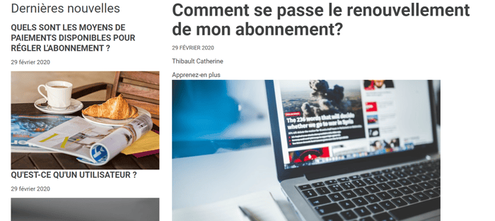 Mode Liste des articles à gauche