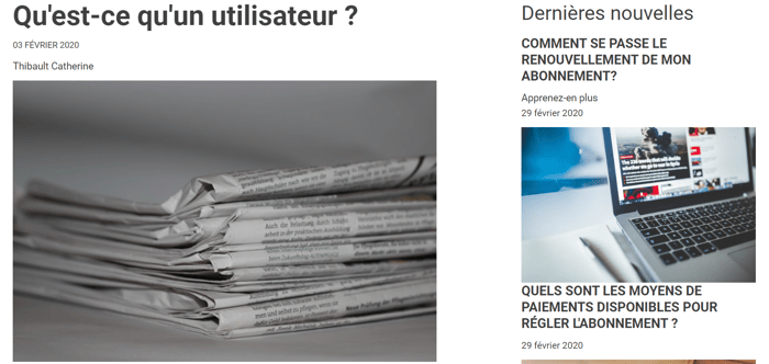 Mode Liste des articles à droite