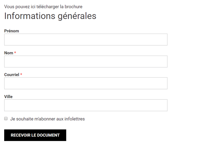 Formulaire de téléchargement en mode non connecté