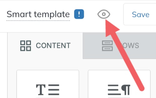 Preview icon in the email editor