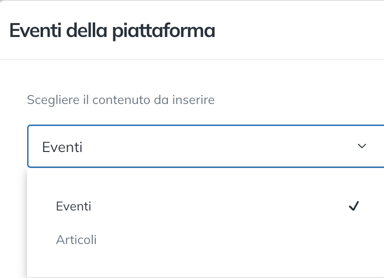 Selezione di un evento della piattaforma da mostrare